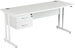 Karbon K3 Compact Rectangular Deluxe Cantilever Desk With Single Fixed Pedestal -Cheap Office Desks Store 102952