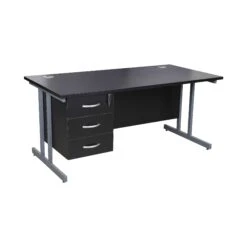 Karbon K3 Rectangular Deluxe Cantilever Desk With Single Fixed Pedestal -Cheap Office Desks Store 103321