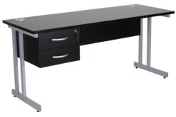 Karbon K3 Compact Rectangular Deluxe Cantilever Desk With Single Fixed Pedestal -Cheap Office Desks Store 103558