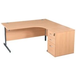 Karbon K1 Ergonomic Cantilever Office Desks With 600D Desk End Pedestal