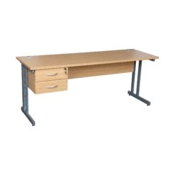 Karbon K3 Compact Rectangular Deluxe Cantilever Desk With Single Fixed Pedestal -Cheap Office Desks Store 104557