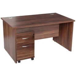 Karbon K2 Rectangular Panel End Office Desks With Under Desk Mobile Pedestal -Cheap Office Desks Store 106888