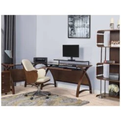Spectrum Walnut Real Wood Veneer Computer Desk -Cheap Office Desks Store 107036
