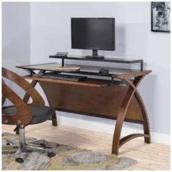 Spectrum Walnut Real Wood Veneer Computer Desk -Cheap Office Desks Store 107037