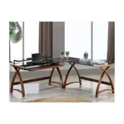 Spectrum Walnut Real Wood Veneer Computer Desk -Cheap Office Desks Store 107038
