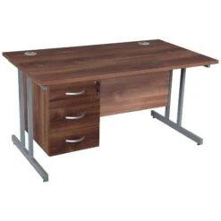 Karbon K3 Rectangular Deluxe Cantilever Desk With Single Fixed Pedestal -Cheap Office Desks Store 107059
