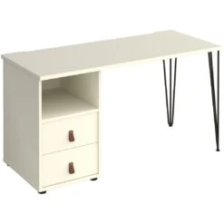 Flores Home Office Desk With Fixed 2 Drawer Pedestal -Cheap Office Desks Store 108854