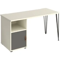 Flores Home Office Desk With Fixed Cupboard Pedestal -Cheap Office Desks Store 108864