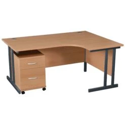 Karbon K3 Ergonomic Deluxe Cantilever Desk With Low Mobile Pedestal -Cheap Office Desks Store 108977