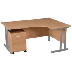 Karbon K3 Ergonomic Deluxe Cantilever Desk With Low Mobile Pedestal -Cheap Office Desks Store 108978