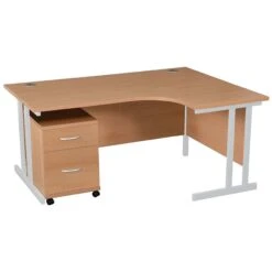 Karbon K3 Ergonomic Deluxe Cantilever Desk With Low Mobile Pedestal -Cheap Office Desks Store 108979