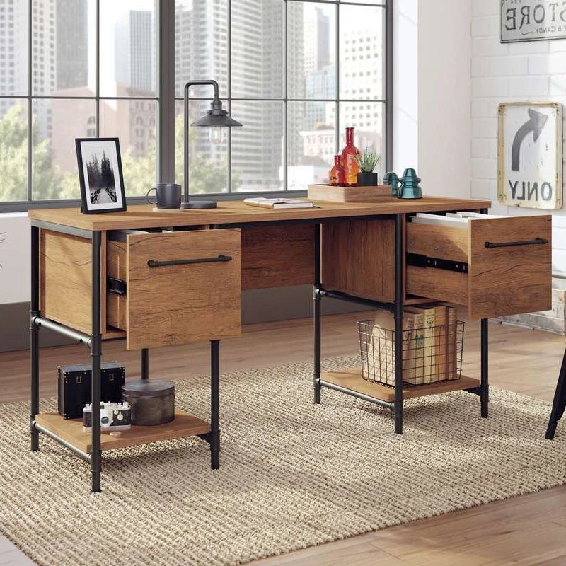 Fabrica Industrial Style Double Pedestal Desk 4 Fabrica Industrial Style Double Pedestal Desk - Image 2