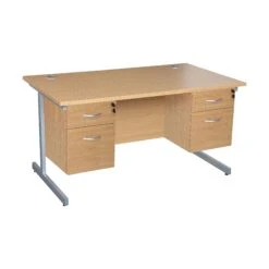 Karbon K1 Rectangular Cantilever Office Desks With Double Fixed Pedestals -Cheap Office Desks Store 110900
