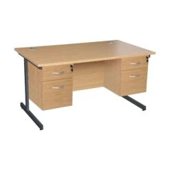 Karbon K1 Rectangular Cantilever Office Desks With Double Fixed Pedestals -Cheap Office Desks Store 110904