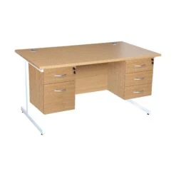 Karbon K1 Rectangular Cantilever Office Desks With Double Fixed Pedestals -Cheap Office Desks Store 110906