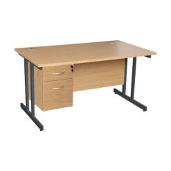Karbon K3 Rectangular Deluxe Cantilever Desk With Single Fixed Pedestal -Cheap Office Desks Store 110984