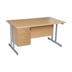 Karbon K3 Rectangular Deluxe Cantilever Desk With Single Fixed Pedestal -Cheap Office Desks Store 110985