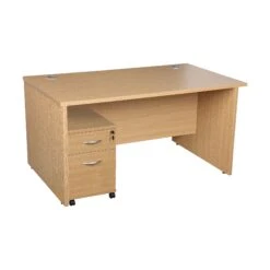 Karbon K2 Rectangular Panel End Office Desks With Under Desk Mobile Pedestal -Cheap Office Desks Store 111037