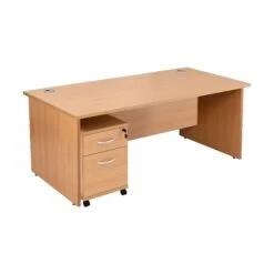 Karbon K2 Rectangular Panel End Office Desks With Under Desk Mobile Pedestal -Cheap Office Desks Store 111038