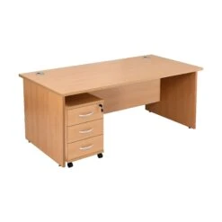 Karbon K2 Rectangular Panel End Office Desks With Under Desk Mobile Pedestal -Cheap Office Desks Store 111039