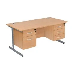 Karbon K1 Rectangular Cantilever Office Desks With Double Fixed Pedestals -Cheap Office Desks Store 111051