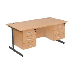 Karbon K1 Rectangular Cantilever Office Desks With Double Fixed Pedestals -Cheap Office Desks Store 111053