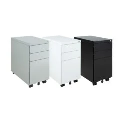 Karbon K4 Rectangular Bench Desk With 3 Drawer Slimline Mobile Metal Pedestal -Cheap Office Desks Store 111061