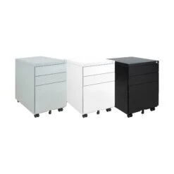 Karbon K4 Rectangular Bench Desks With 3 Drawer Metal Mobile Pedestal 37 Karbon K4 Rectangular Bench Desks With 3 Drawer Metal Mobile Pedestal -Cheap Office Desks Store 111062