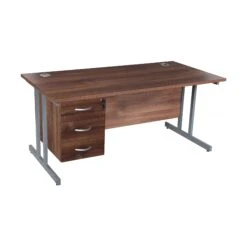 Karbon K3 Rectangular Deluxe Cantilever Desk With Single Fixed Pedestal -Cheap Office Desks Store 111149