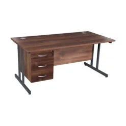 Karbon K3 Rectangular Deluxe Cantilever Desk With Single Fixed Pedestal -Cheap Office Desks Store 111152