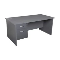 Karbon K2 Rectangular Panel End Office Desks With Single Fixed Pedestal -Cheap Office Desks Store 111300