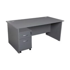 Karbon K2 Rectangular Panel End Office Desks With Under Desk Mobile Pedestal -Cheap Office Desks Store 111306
