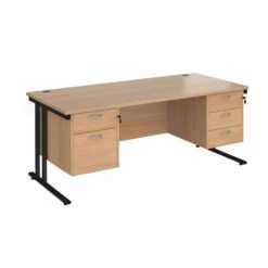 Stellar Rectangular Desks With Double Fixed Pedestal -Cheap Office Desks Store 114236