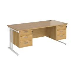 Stellar Rectangular Desks With Double Fixed Pedestal -Cheap Office Desks Store 114263